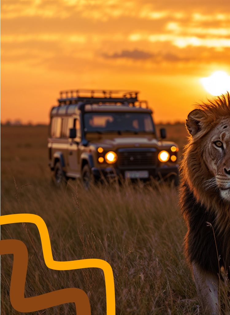 Safari ao pôr do sol em Angola, na plataforma Mulembe